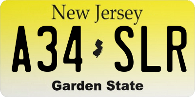 NJ license plate A34SLR