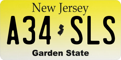 NJ license plate A34SLS