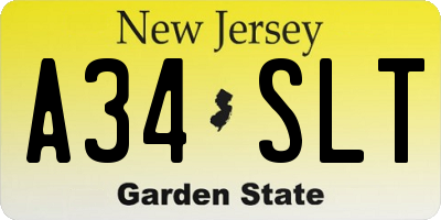 NJ license plate A34SLT