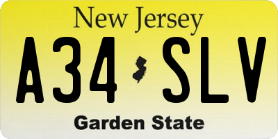 NJ license plate A34SLV