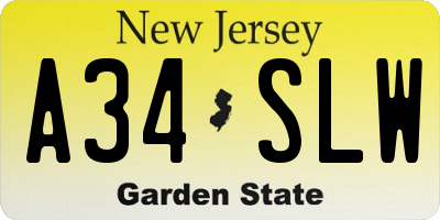 NJ license plate A34SLW