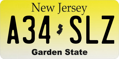 NJ license plate A34SLZ