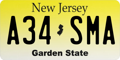 NJ license plate A34SMA