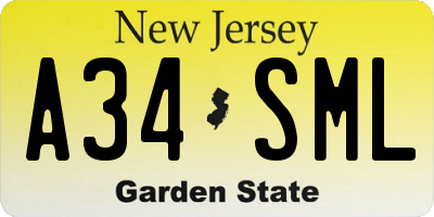 NJ license plate A34SML