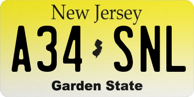 NJ license plate A34SNL