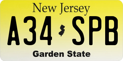 NJ license plate A34SPB