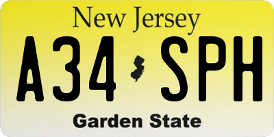 NJ license plate A34SPH