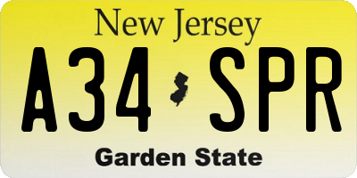 NJ license plate A34SPR