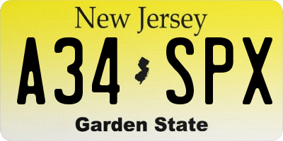 NJ license plate A34SPX