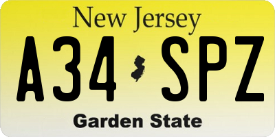 NJ license plate A34SPZ