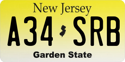 NJ license plate A34SRB