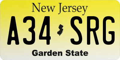 NJ license plate A34SRG