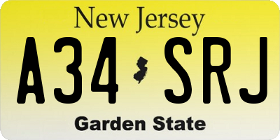 NJ license plate A34SRJ