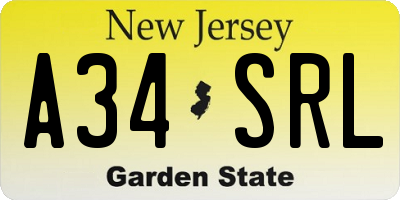 NJ license plate A34SRL