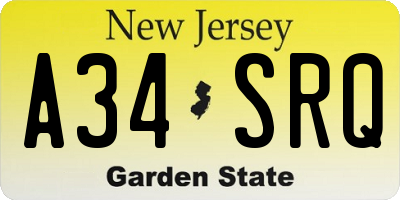 NJ license plate A34SRQ