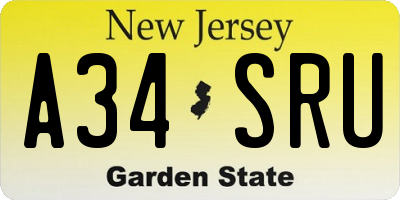 NJ license plate A34SRU