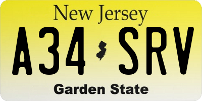 NJ license plate A34SRV