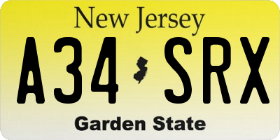 NJ license plate A34SRX