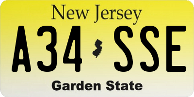 NJ license plate A34SSE