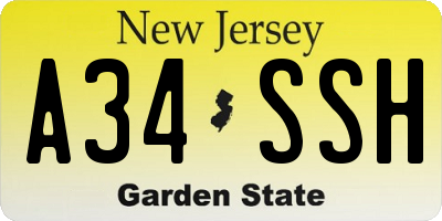 NJ license plate A34SSH
