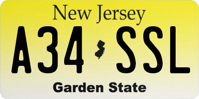 NJ license plate A34SSL