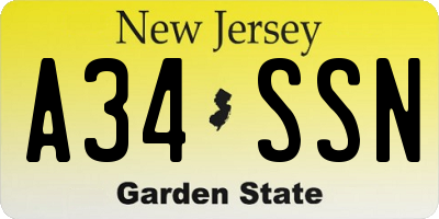 NJ license plate A34SSN