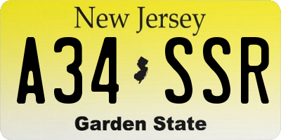 NJ license plate A34SSR