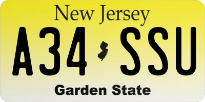 NJ license plate A34SSU