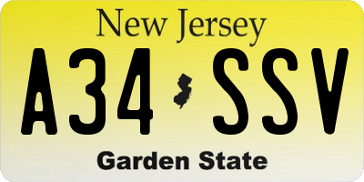 NJ license plate A34SSV