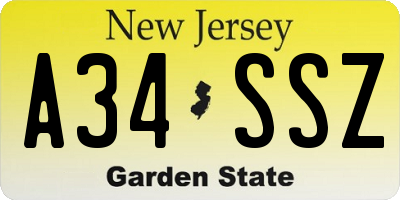 NJ license plate A34SSZ