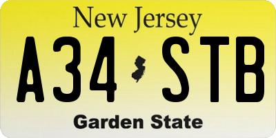 NJ license plate A34STB