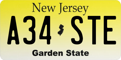 NJ license plate A34STE