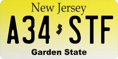 NJ license plate A34STF