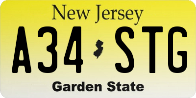 NJ license plate A34STG