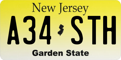 NJ license plate A34STH
