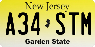 NJ license plate A34STM