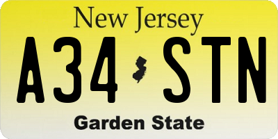 NJ license plate A34STN