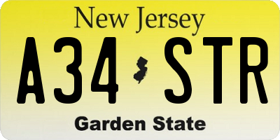 NJ license plate A34STR