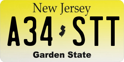 NJ license plate A34STT