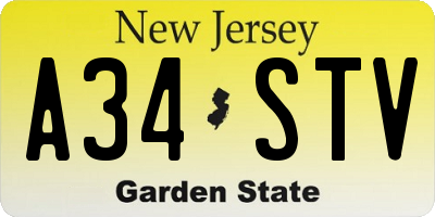 NJ license plate A34STV