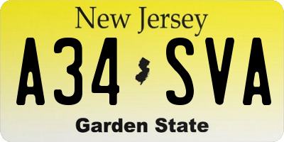 NJ license plate A34SVA