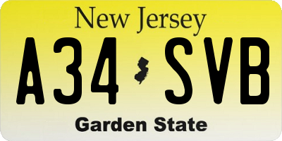 NJ license plate A34SVB