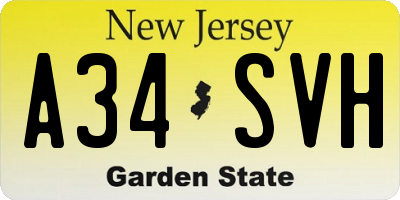 NJ license plate A34SVH