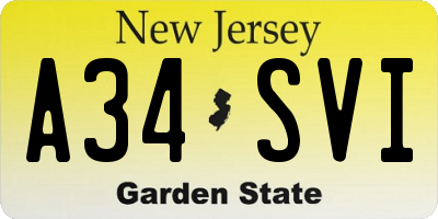 NJ license plate A34SVI