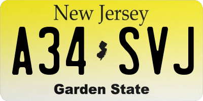 NJ license plate A34SVJ