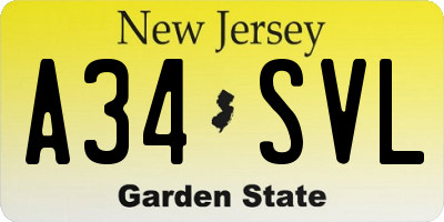 NJ license plate A34SVL