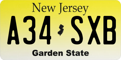 NJ license plate A34SXB