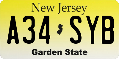 NJ license plate A34SYB