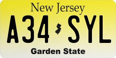 NJ license plate A34SYL