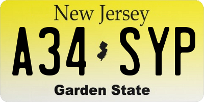 NJ license plate A34SYP